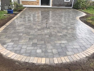 stone patio, installed by Dependable Landscaping